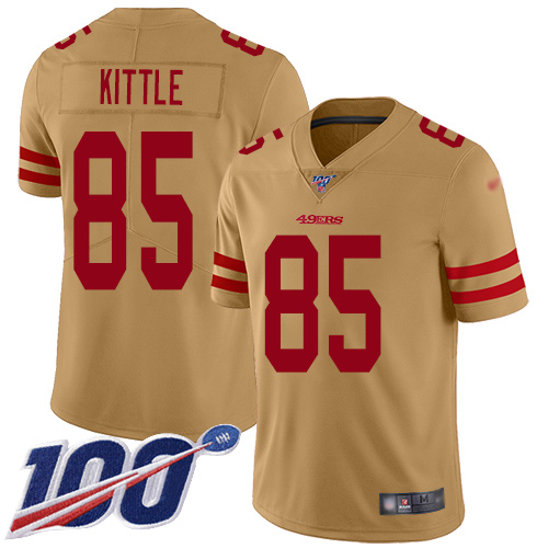 San Francisco 49ers Limited Gold Men George Kittle NFL Jersey #85 100th Season Vapor Untouchable Inverted->youth nfl jersey->Youth Jersey